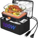 Protable Oven Food Warmer 100W, 12V/24V/110V Electric Lunch Box for Adults, Personal Microwave for Heating and Cooking Meals on Office/Travel/Car/Truck/Hotel/Home/Workplace