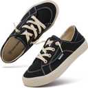 hash bubbie Women's Slip on Shoes Canvas Shoes Non Slip Fashion Sneakers for Women Low Top Loafers (9.5, Black)