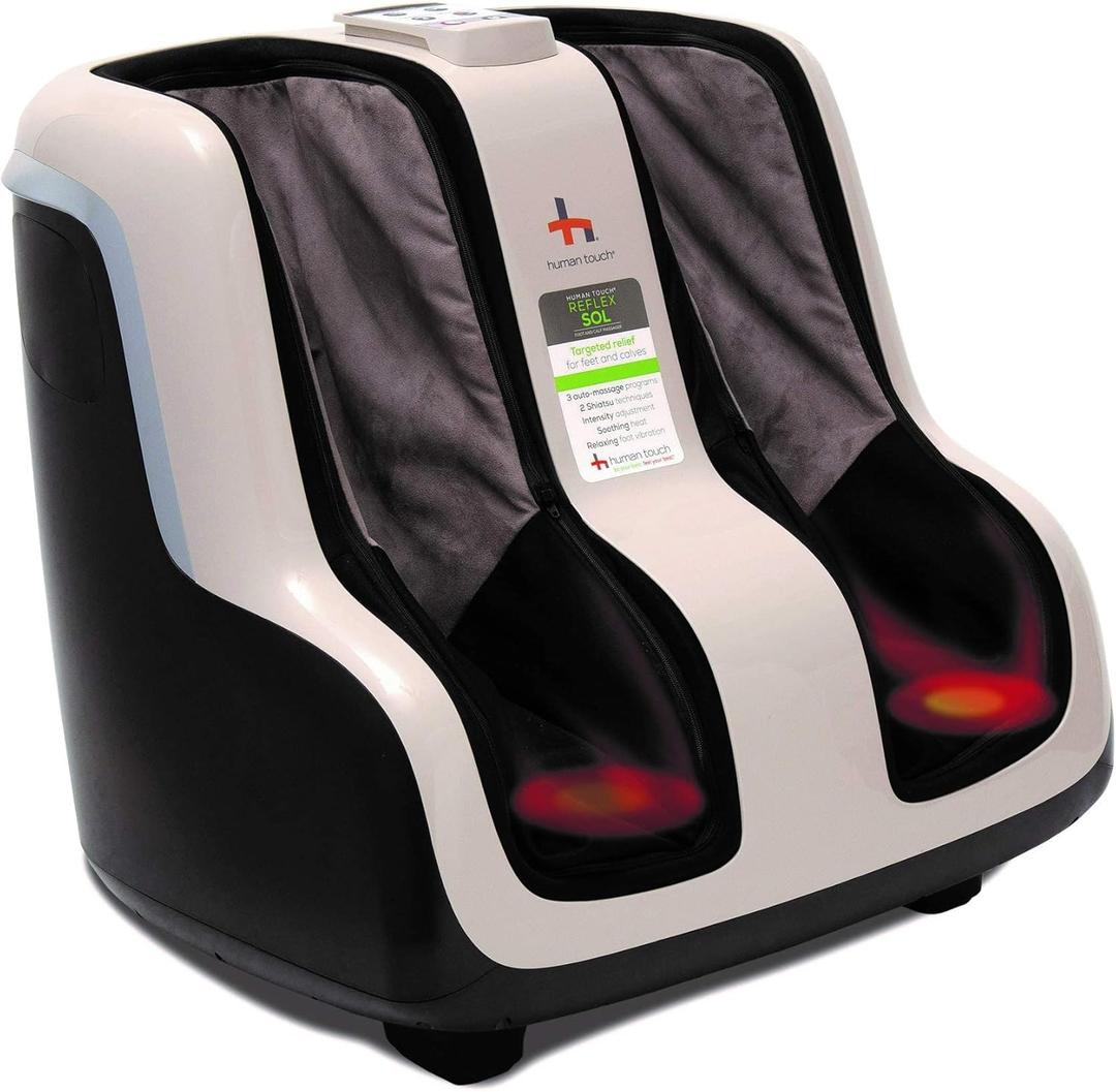 Human Touch Reflex SOL Foot & Calf Massager w/Heat - HSA Approved - Plantar Fasciitis Relief + Circulation + Shiatsu Deep Kneading + Vibrating for Stress - Adjustable for Women & Men Up to Size 12 