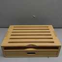 LOHASOK Bamboo Bread Slicer Guide: Bread Cutter for Homemade Bread Loaf - Adjustable and Foldable with Crumb Tray