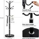 Snaikor Metal Coat Rack Freestanding, Sturdy Coat Rack Stand with Natural Marble Base, Modern Black Coat Racks Tree Hats Hanger Holder Stand for Entryway, Hallway, Office(12 Hooks), Black