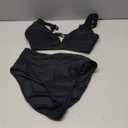 Hilinker Women's Leopard Bikini Swimsuits V Neck High Waisted 2 Piece Bathing Suits (All Black) Small