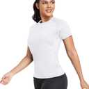 TELALEO 4 Pack Women's Compression Shirt Running Athletic T-Shirts Workout Tops Baselayer Short Sleeve Yoga Gym Sports Gear (Gray, L)