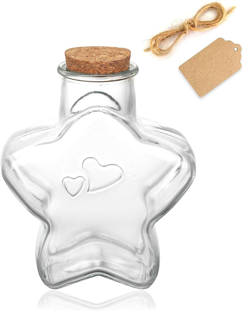 WHJY 29oz Star Shaped Glass Jar with Cork Lid for Home Decor and DIY Craft (large)