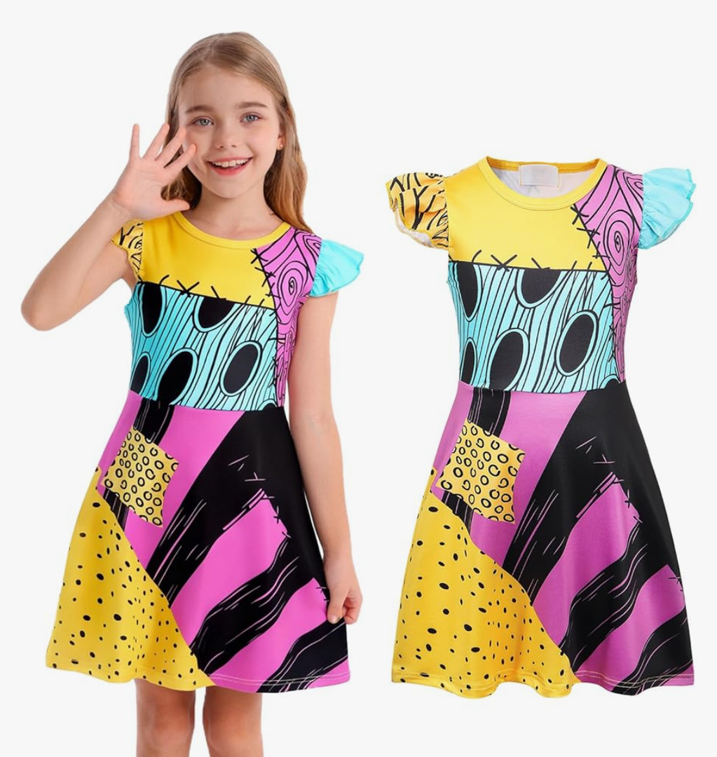 Halloween Costumes Girls Cosplay Dress Up Skull Pattern Role Play Outfit Clothes Christmas Princess Dresses 7-8 Y