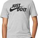 Nike Men's Just Do It Sportswear T-Shirt (Large, Dark Grey Heather/Black)