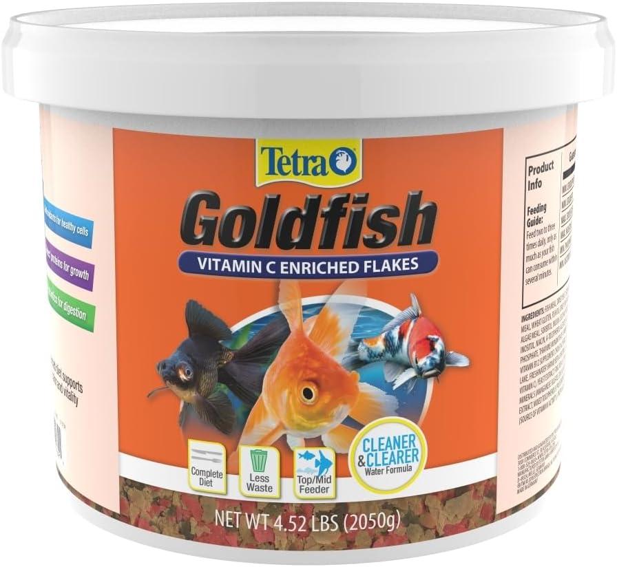 Tetra Goldfish Flakes, Nutritionally Balanced Diet For Aquarium Fish, Vitamin C Enriched Flakes, 4.52 lbs oz