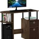 Furinno Jaya 38.4-Inch Wide Desk with 2 Bin Drawers, Brown Walnut