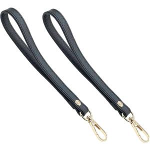 Yayatty 2 PCS Leather Wristlet Strap, 20cm/7.87" Long Wrist Lanyard, Keychain Hand Strap for Wallet Purse Clutch, Keychain Bag DIY (Gold Black)