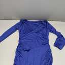 GOBLES Women's Sexy Long Sleeve V Neck Ruched Bodycon Mini Party Cocktail Dress (Royal Blue)