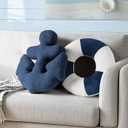 AELS 3D Anchor & Lifebuoy Nautical Throw Pillows, 19.6"& 15.7" Set of 2, Coastal Decor for Beach Enthusiasts Beach House, Ideal for Sofa Couch Living Room Bedroom and Nursery, Navy Blue and White