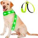 LED Light Up Dog Vest Harness Rechargeable, Soft Padded, Adjustable & Reflective Lighted Dog Harness Waterproof, Glow Dark Dog Light Harness for Camping Night Safety Walking, Medium Green (M Neck+Chest119cm(47"))