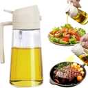 2 in 1 Oil Dispenser and Oil Sprayer, 470ml Dispenser Bottle Spray and Pour, Glass Olive Oil Sprayer for Cooking, Food-Grade Oil Spray Bottle Mister Spritzer for BBQ, Air Fryer, Kitchen (Creamy)