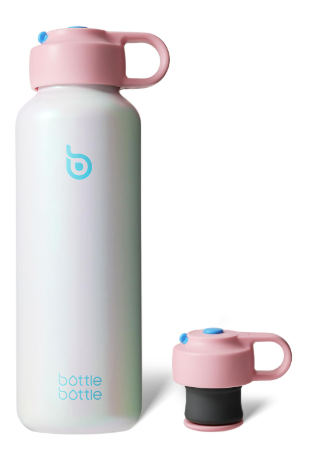 BOTTLE BOTTLE Water Bottle for Carbonated Drinks 20oz Insulated Bottles for Fizzy Drinks Keep Carbonation Longer Leak Proof for Sports Travel School (White/Pink)