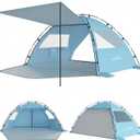 Elegear Beach Tent Sun Shelter with Canopy, 4-5 Person Pop Up Beach Tent, Easy Setup UPF 50+ UV Protection Portable Lightweight Double Silver Coating Beach Cabana Sun Shade Shelter - Sky Blue