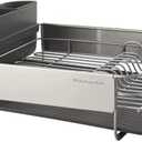 KitchenAid Large Capacity, Fully Size Self Draining Rust Resistatant Satin Coated Dish Rack with Removable Flatware Caddy 20.47-Inch, Gray