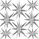 TONIFUL 8 Pcs Silver Foil Star Balloons Large Mylar Explosion Balloons for Party Backdrop Christmas New Year Birthday Wedding Baby Shower Anniversary Photo Booth Supplies (Conjoined Sliver)