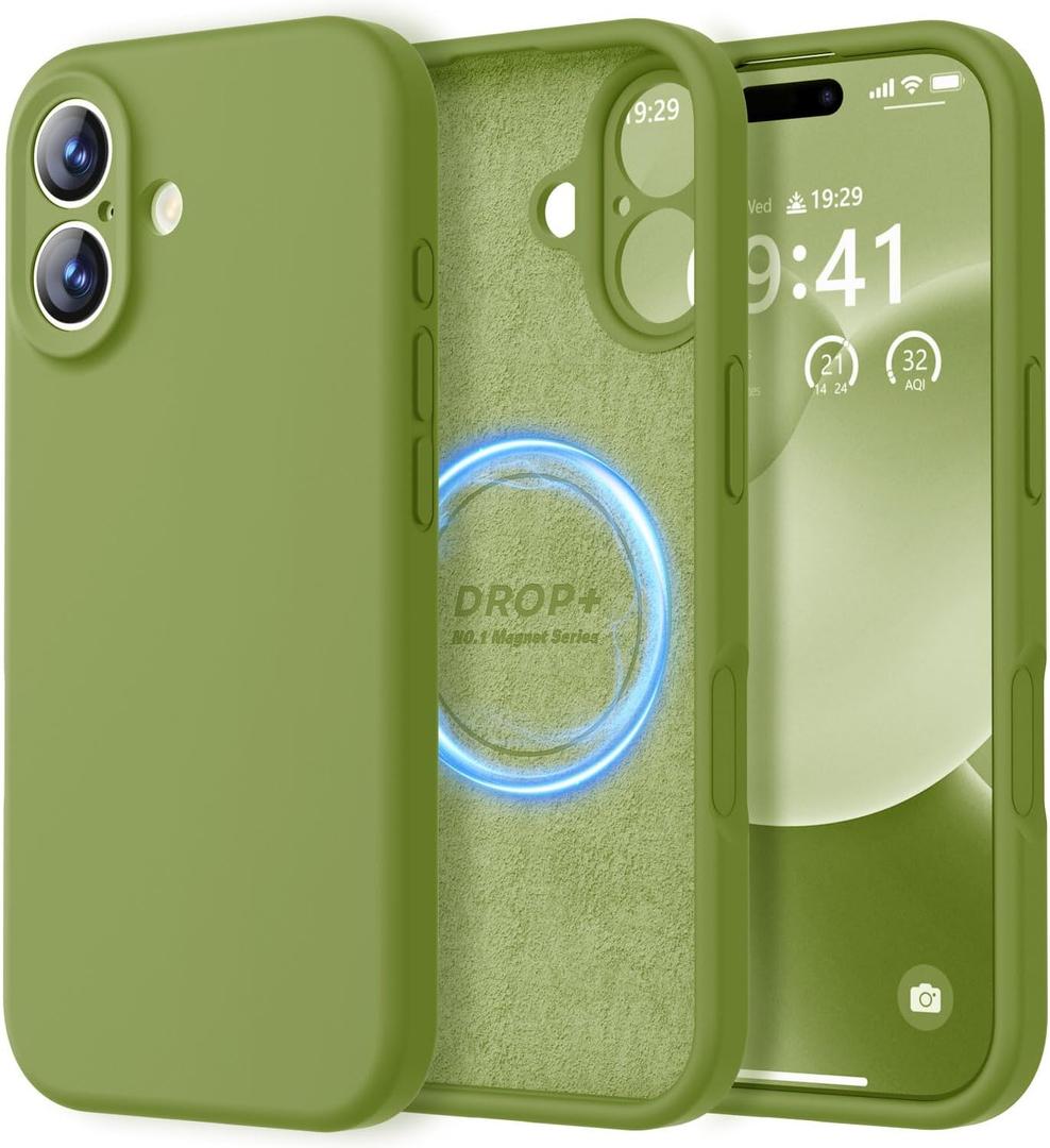 LOVE 3000 Designed for iPhone 17 Case, Premium Silicone [Compatible with Magsafe][Soft Anti-Scratch Microfiber Lining] Shockproof Protective Phone Case for Men Women 6.3", Cedar Green