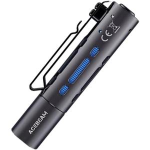 Acebeam Rider RX Rechargeable EDC Flashlight w/Eco Sensa Charging Cable- 650 Lumens - Up to 96 meters throw-Sophisto Grey