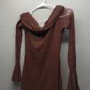 KUTUMAI Women Off Shoulder Bodycon Maxi Dress Long Sleeve Mesh Ruched Party Formal Wedding Guest Dresses (Small, Sequin Brown)