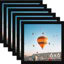 6x6 Picture Frame Set of 6 Black for Wall Hanging or Tabletop, Wall Mounting Horizontally or Vertically, 6 x 6 Square Wall Gallery Poster Photo Frame with Shatter Resistant Plexiglass, 6 Pack, Black
