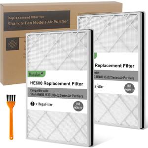 2 Pack HE601 Filter for Shark Air Purifier 6 (HE601 & HE602), HE6FKPET, HE6FKBAS, HE6FKPRO, 3-Stage Filtration System of H13 True HEPA