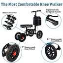 All Terrain Foldable Knee Scooter Walker - Economical Knee Walker for Foot Injuries, Compact Crutches Alternative - Black