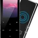 144GB MP3 Player - Music Player with Bluetooth 5.2 HiFi Sound Shuffle Single Loop FM Radio Built-in HD Speaker Voice Recorder Mini Design Ideal for Sport Earphones Included-Black-A4