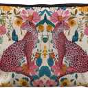 uinwk Floral Leopard Makeup Bag, Hot Pink Preppy Leopard Cheetah Makeup Bag, Preppy Stuff, Leopard Print Gifts for Women, Floral Cosmetic Bag Makeup Pouch