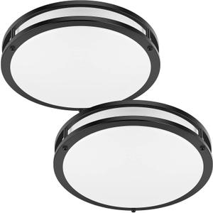 TOBUSA 36W 3600lm Super Bright LED Flush Mount Ceiling Lights, Modern Black, Daylight White 5000K, 13 Inch Dimmable Ceiling Lamps for Kitchen, Bathroom, Hallway, Bedroom, 2 Packs