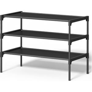 SONGMICS Shoe Rack, 3-Tier Shoe Storage Organizer, Space-Saving, 11.7 x 24.5 x 21 Inches, Entryway, Metal Frame, Non-Woven Fabric Shelves, Ink Black ULSH023BH01