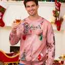 Idgreatim Unisex Ugly Christmas Crewneck Sweatshirt Novelty 3D Graphic Long Sleeve Sweater Shirt (Large, Chest Hair)