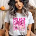 100 Days of School Bow T-Shirt | Cute Teacher & Student Celebration Tee, Light Pink, Size 130