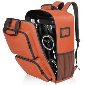 AKOZLIN Foldable Stroller Travel Bag Backpack 14.2"x8.7"x20.5" Compatible with GB Pockit+ All City/GB Pockit Air All Terrain/Gb Pockit Stroller Orange (Bag Only)