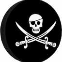 MIYASANG Pirate Flag Spare Tire Cover Skull Bayonet Black Dangerous Halloween Weatherproof Universal Wheel Protectors Camper Tire Covers for Trailer Rv Travel(17 inch) (17" fits tire cover diameter 31"-35")