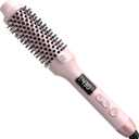 Nimmu Thermal Brush for Blowout Look, 1.5 inch Heated Round Brush, Curling Iron with 10 Temperature Control, Hot Styler Dual Voltage for Travel, Pink