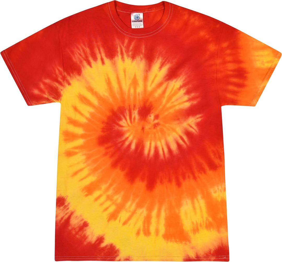 Colortone 100% Cotton Reactive Tie Dye T-Shirt for Women and Men (3X-Large, Blaze)