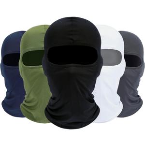 Balaclava Ski Mask, 5 Pack Neck Gaiter Motorcycle Scarf Cold Winter Warm Windproof Men/Women (Black+white+navy Blue+army Green+dark Gray)