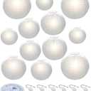 HAUSPROFI 12pcs White Paper Lanterns with LED Lights, Chinese Hanging Lanterns (6" 8" 10" 12") with Fishing Line, Paper Lanterns Decorations for Wedding Birthday Party Bridal Shower Home Outdoor Decor