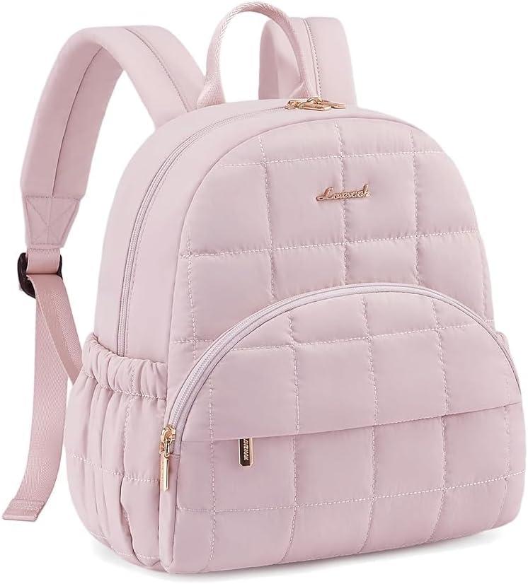 LOVEVOOK Small Backpack Purse for Women, Mini Puffer Backpack with Anti-theft Pocket, Lightweight Quilted Casual Daypack for Daily Work & Travel (Large, Pink)