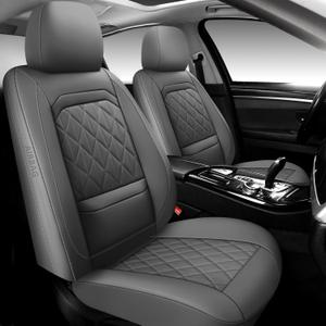 Car Seat Covers Full Set,Luxury Leather Seat Covers for Cars,Universal Waterproof Interior Seat Covers, Automotive Car Seat Cover for Most Vehicles,Truck,SUV Grey