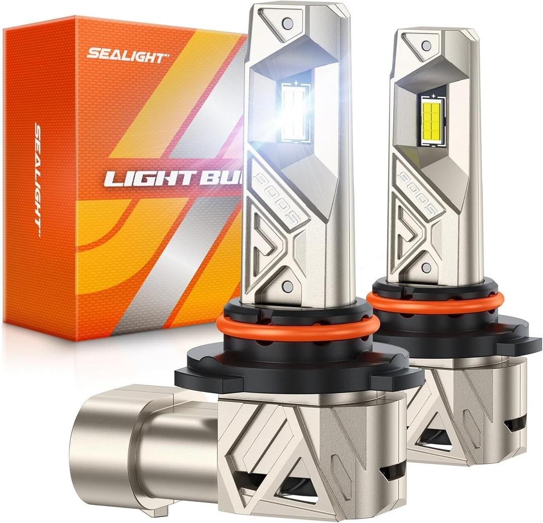 SEALIGHT 9005/HB3 Bulbs, 96,000LM Cool White 6500K, IP68 Waterproof 80000h Long Lifespan, Real 1:1 Size to HB3 Fog Light Bulbs Plug N Play, 99% Compatible Anti Hyper Flashing, Pack of 2