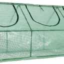 BPS 9x3x3 ft Mini Greenhouse with Green PE Cover UV-Protected Roll-Up Zipper Doors, Ideal for Indoor or Outdoor Use on Raised Garden Beds