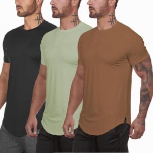 Muscle Killer Men's Gym Workout Bodybuilding Fitness Active Athletic T-Shirts Workout Casual Tee 1/3 Pack (Large, Black+gray Green+alot)