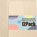 Basswood Sheets 12"x18"x1/8",12 Pack | 3mm Basswood for Laser Cutting and Engraving, Unfinished Wood for Crafts,Wood Burning, DIY Ornaments