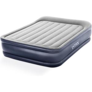 Intex 64135ED Dura-Beam Plus Deluxe Pillow: Fiber-Tech  Queen Size  Built-in Electric Pump  16.5in Bed Height  600lb Weight Capacity