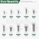 Keadic 190Pcs M2 M2.5 M3 M4 M5 304 Stainless Steel Brazier Head Solid Rivet Set, 3mm 5mm 6mm 8mm 10mm 12mm 16mm Solid Rivet Fasteners for Repairing Boats Furniture Automotive