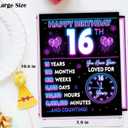 2 x Jumbo 16th Birthday Card for Boys Girls, Neon 16th Birthday Party Decorations for Him Her, Happy 16 Year Old Birthday Gifts for Son Daughter, Double-Sided with Two Stickers