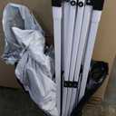 10x10 Pop Up Canopy - Instant Setup Beach Tent with Wheeled Carry Bag, 8 Sandbags & 4 Guy Lines - Portable Sun Shade for Camping, Events, Silver Coated Top, White