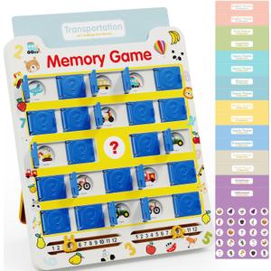 Matching Memory Game for Kids Age 3 4 5 6 7 8 9 Year Old, Travel Toys for Boys Girls 8 Double-Sided Cards Board Games Road Trip Essentials Airplane Car Camping Activity Ideal Christmas Birthday Gifts